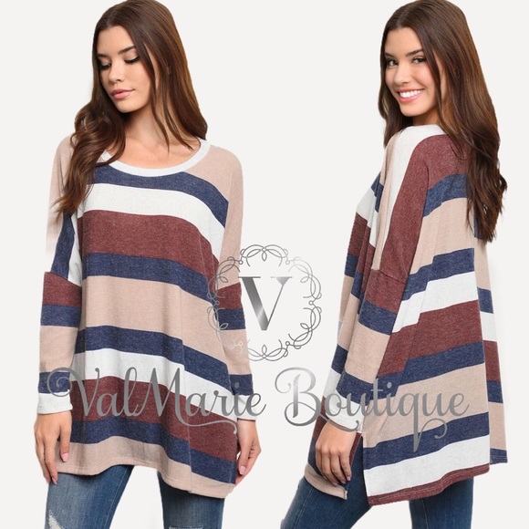 Glamping it up striped long sleeve top - Picture 2 of 3
